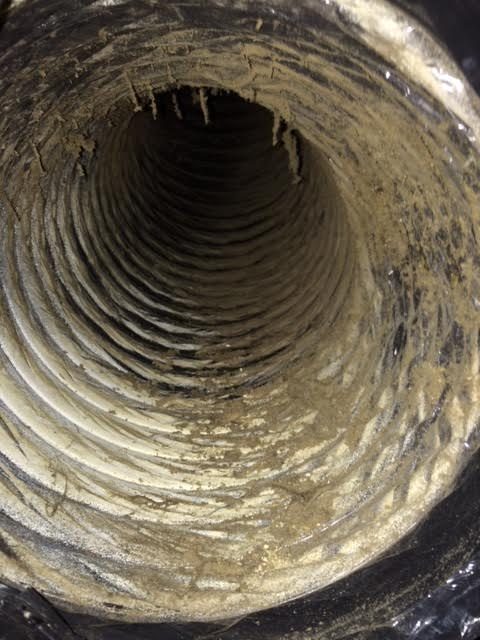 Flex duct before cleaning